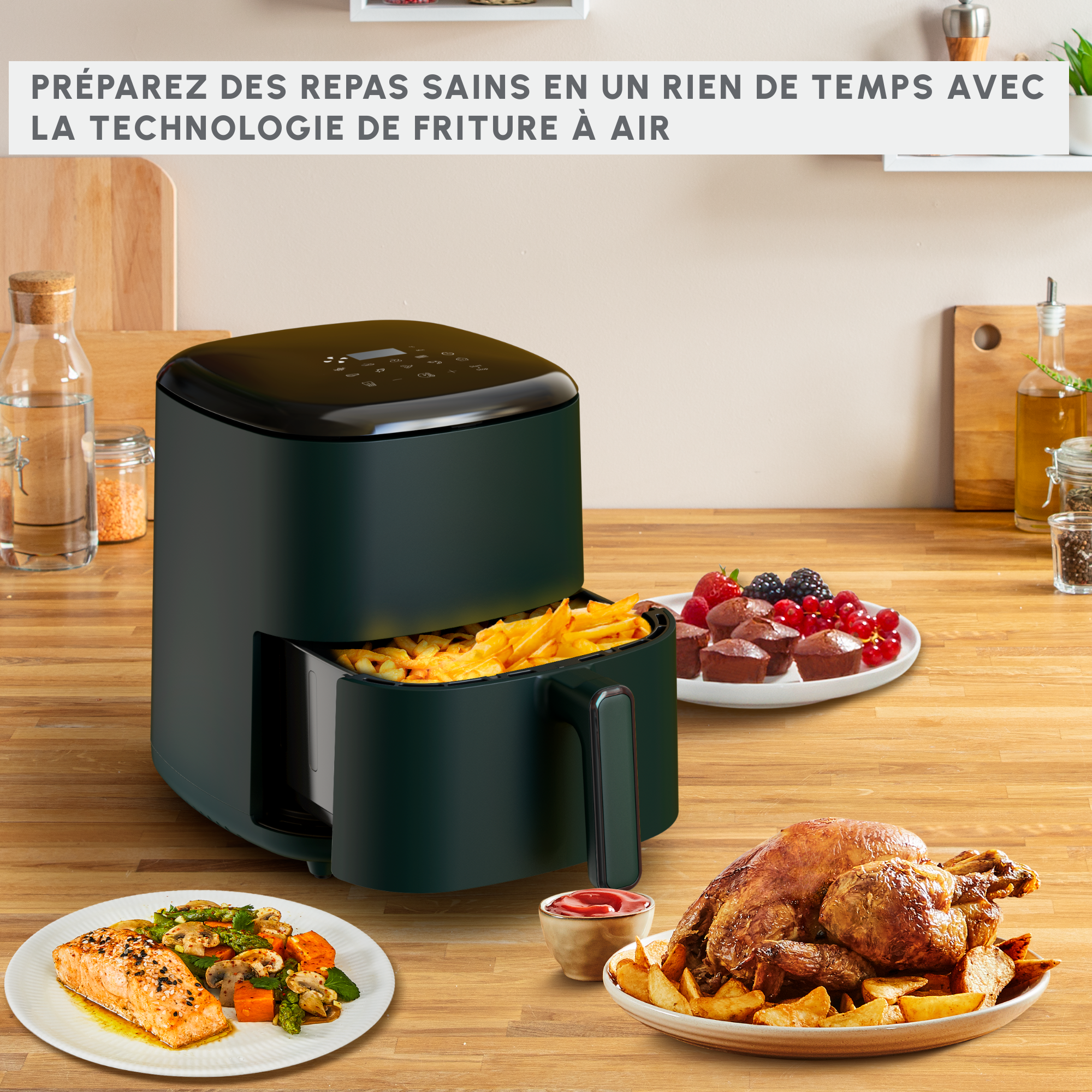 Moulinex Easy Rurry Max 5L – Friteuse à air sans huile, panneau de contrôle intuitif, 10 programmes – Pour 10 personnes. – Image 3
